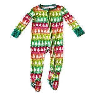 Little Bum Bums Christmas Tree Print Zippy Pajamas Baby Size 9-12 Bamboo